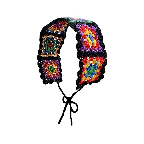 Süßes gehäkeltes Turban, ausgehöhltes Haar-Halstuch, Raffhalter, Stirnband, Blumenmuster, ethnischer Turban für Mädchen, Foto-Requisiten, Stricktuch von Mabta