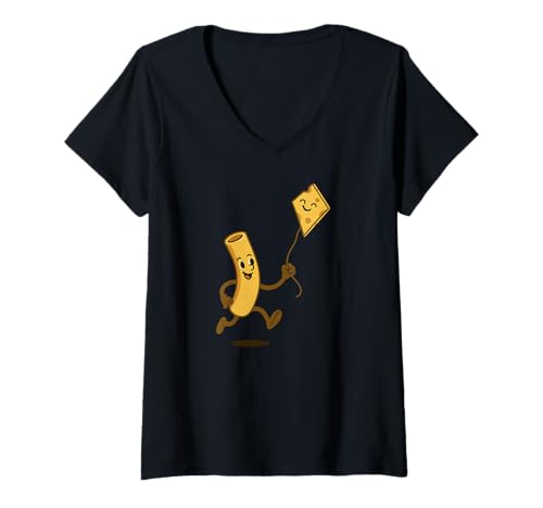 Damen Mac and Cheese Lustiger Kindergarten Kleinkind Jungen Mädchen Cartoon T-Shirt mit V-Ausschnitt Damen Mac and Cheese Lustiger Kindergarten Kleinkind Jungen Mädchen Cartoon T-Shirt mit V-Ausschnitt von Mac And Cheese Kite Playing Cute Cartoon