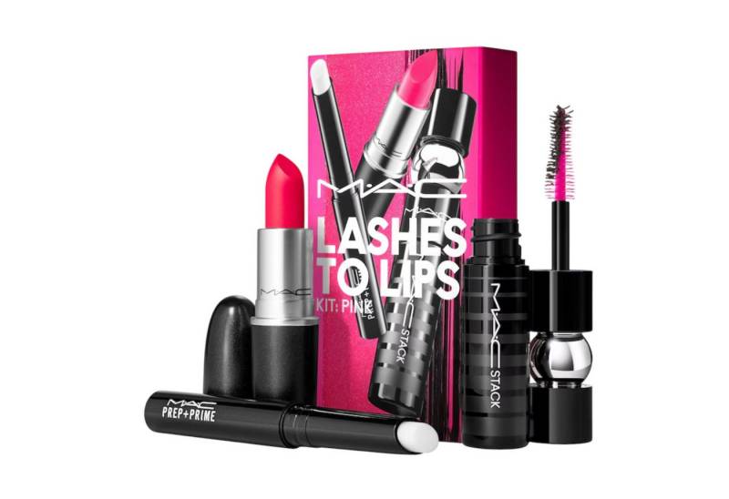 Mac Cosmetics Make-up Set Superstar Kits Lashes to Lips Kit: PINK "Relentlessly Red", 3-tlg., SET von Mac Cosmetics