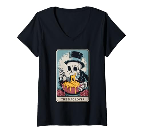 Damen Der Liebhaber von Mac and Cheese T-Shirt mit V-Ausschnitt Damen Der Liebhaber von Mac and Cheese T-Shirt mit V-Ausschnitt von Mac Tarot Sceleton