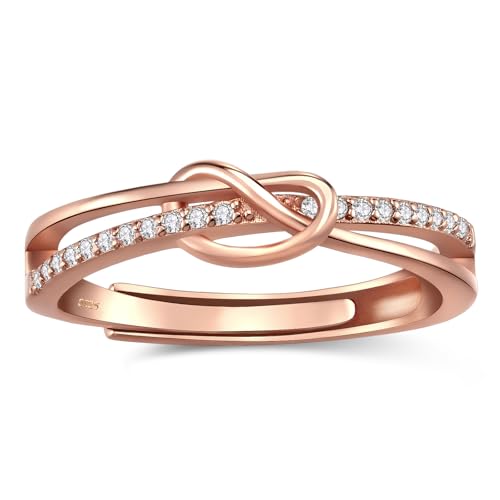 Verlobungsring Damen Gold Silber 925 Ringe für Frauen Eheringe Ring Frauen Fingerring Damenring Verstellbar Promise Eheringe Silberring für Freundin Frau Momür Schmuck von Macachii