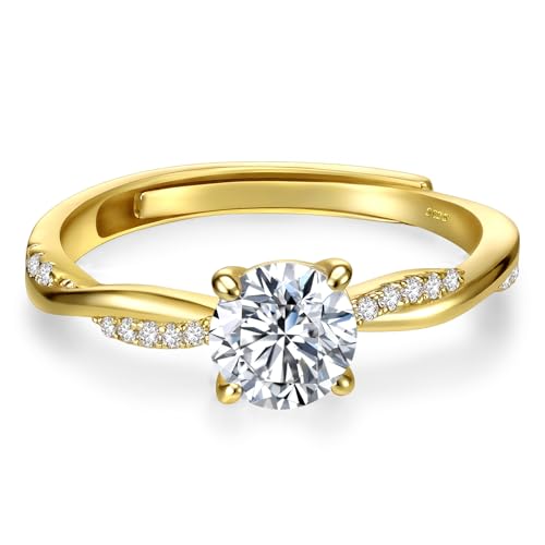 Silber Ringe für Frauen, Verlobungsring Damen Gold Eheringe Ring Frauen Fingerring Verstellbar Damenring Promise Eheringe Silberring für Freundin Frau Momür Schmuck von Macachii