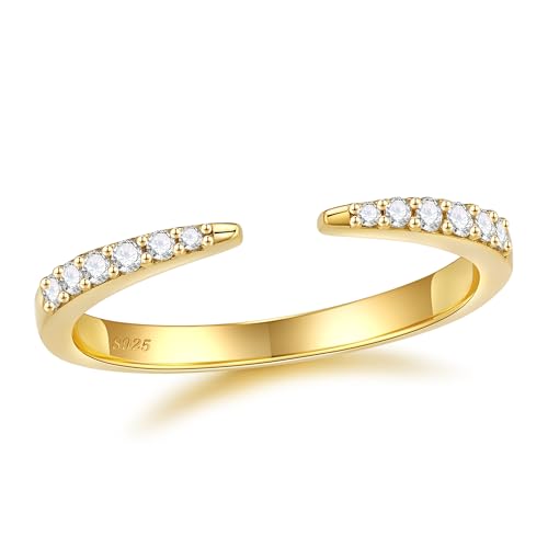 Ringe Silber 925 Damen Verstellbar Gold Ringe für Frauen Eheringe Ring Frauen Fingerring Promise Eheringe Damenring Verlobungsring Silberring für Freundin Frau Momür Schmuck von Macachii