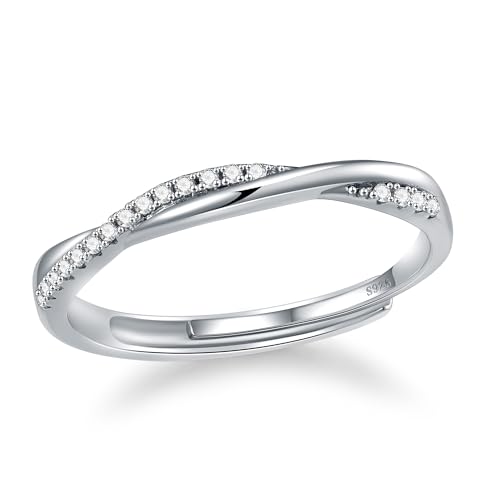 Ring Silber 925 Damen Gold Ringe für Frauen Eheringe Ring Frauen Fingerring Verstellbar Promise Eheringe Damenring Verlobungsring Silberring für Freundin Frau Momür Schmuck von Macachii