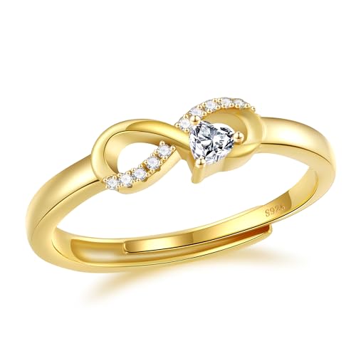 Ringe Silber 925 Damen Ring Frauen Cubic Zirkonia Damenring Verlobungsring Damen Eheringe Ring Frauen Fingerring Verstellbar Promise Eheringe Silberring für Freundin Frau Momür Schmuck von Macachii