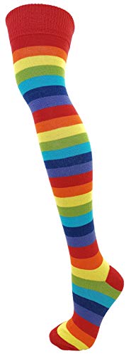 Macahel Gestreifte Overknee-Socken Gr. One size, Rot-Regenbogen von Macahel