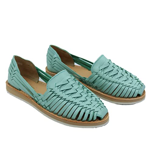 Huarache-Sandalen für Damen, buntes Leder, mexikanischer Stil, Farbe: Mint 3050, flach, Minze, 38 EU von Macarena Collection