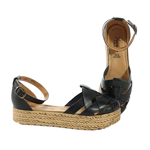 Macarena Collection Sandalen Frauen Huarache Sandale Bunte Leder Mexikanischen Stil Farbe Schwarz 07, Schwarz, 40.5 EU von Macarena Collection