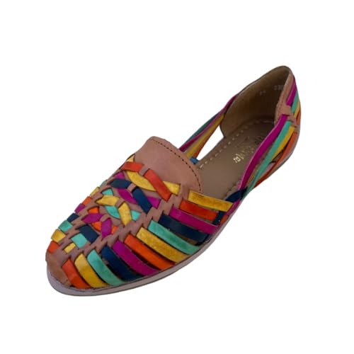 Macarena Collection Sandalen für Damen, Huarache-Sandale, buntes Leder, mexikanischer Stil, Farbe, mehrfarbig 2206, Mehrfarbig, 39 EU von Macarena Collection