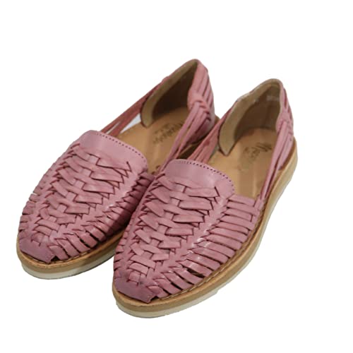 Sandalen Frauen Huarache Sandale Bunte Leder Mexikanischen Stil Farbe Rosa 3050 Flach, Pink, 42 EU von Macarena Collection