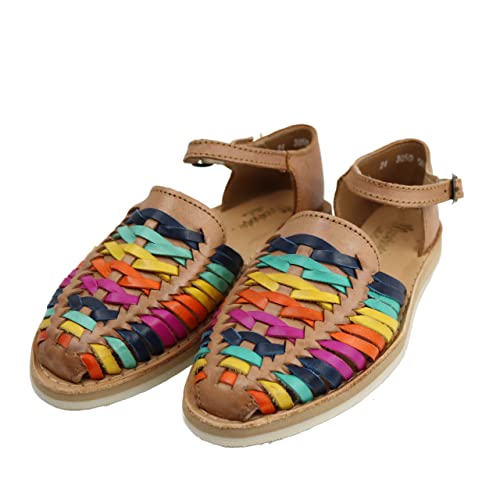 Sandalen frauen Huarache Sandale Bunte Leder Mexikanischen Stil Farbe Farben 3050 Knöchelriemen, Farben, 38 EU von Macarena Collection