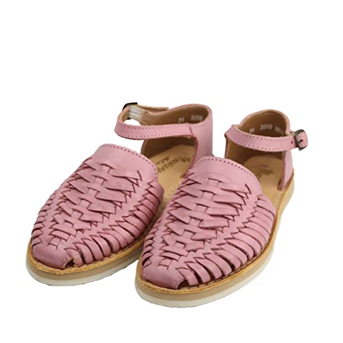 Huarache-Sandalen für Damen, buntes Leder, mexikanischer Stil, Farbe: Pink, 3050 Knöchelriemen, Pink, 40.5 EU von Macarena Collection