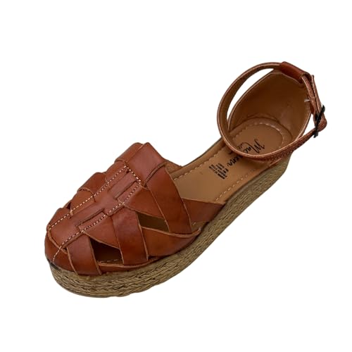 Sandalen für Damen, Huarache-Sandale, buntes Leder, mexikanischer Stil, Farbe Shedron 07, Shedron, 35.5 EU von Macarena Collection