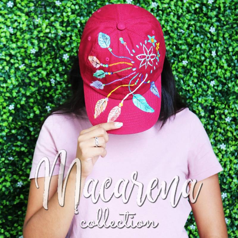 Handbemalter Hut Mit Blumen ~ Baseballmütze Handbestickt Mexikanisch Chiapas Vintage Stil Boho Bunt Geschenke von MacarenaCollection