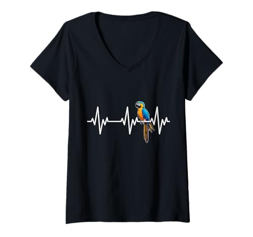 Damen Bester scharlachroter Ara Heartbeat für Herren, Damen und Kinder T-Shirt mit V-Ausschnitt Damen Bester scharlachroter Ara Heartbeat für Herren, Damen und Kinder T-Shirt mit V-Ausschnitt von Macaw Heartbeat - Parrot and Macaws gifts