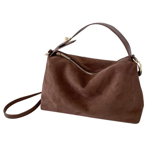 Macayda Handtasche Damen Mittelgroß Umhängetasche Wildleder Crossbody Bag mit Abnehmbar Schulterriemen Schultertasche Damen (Kaffee) von Macayda
