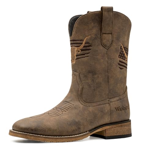 MacePhenoMelon Cowboystiefel für Herren, quadratischer Zehenbereich, Westernstiefel, vegan/echtes Leder mit klassischem Patriot-Stiefel, rutschfest, Landhausstiefel, dicker Absatz, langlebig, kurze MacePhenoMelon Cowboystiefel für Herren, quadratischer Zehenbereich, Westernstiefel, vegan/echtes Leder mit klassischem Patriot-Stiefel, rutschfest, Landhausstiefel, dicker Absatz, langlebig, kurze von MacePhenoMelon