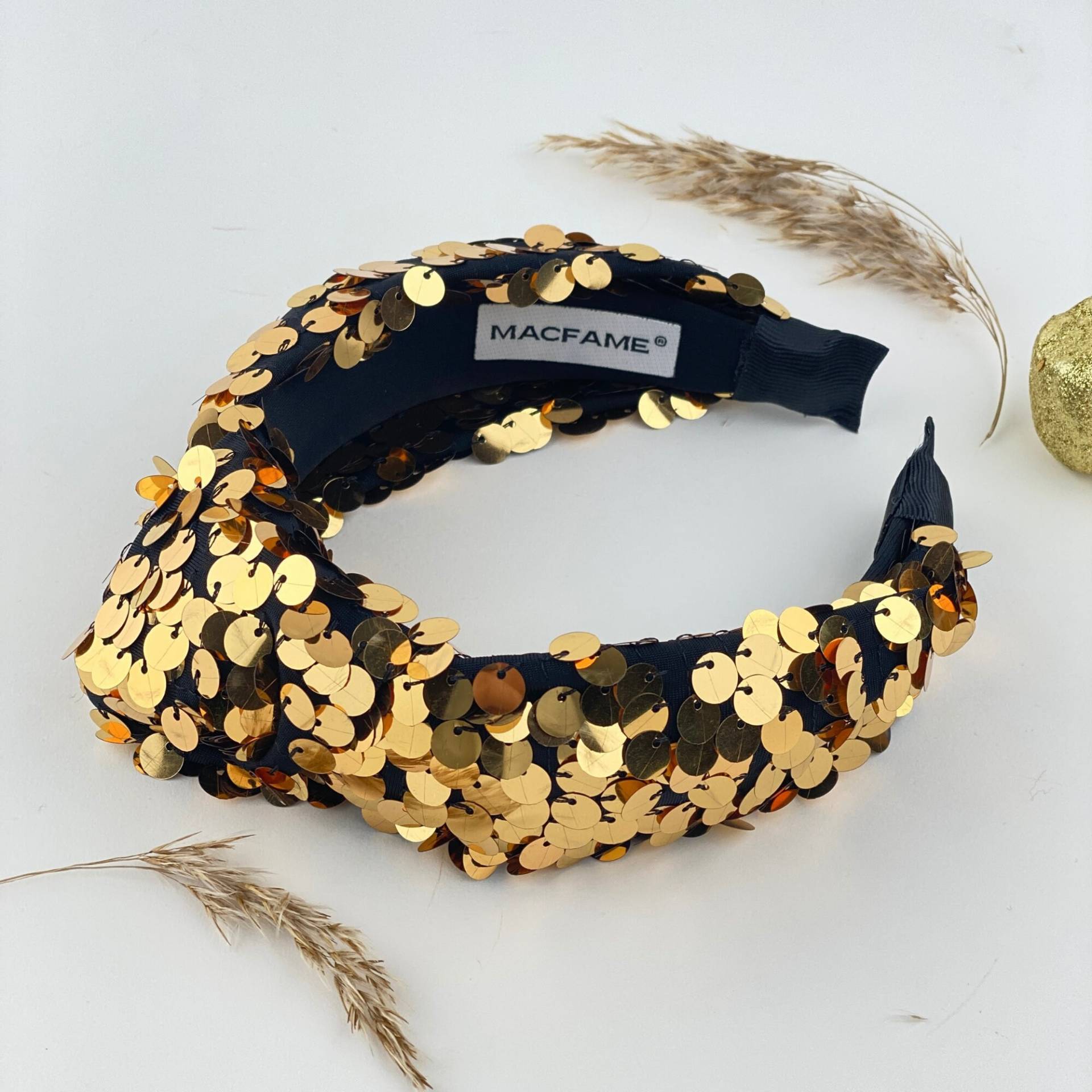 Gold Pailletten Twist Stirnband | Süßes Knotenstirnband Schönes Geschenk Für Frauen von MacfameDesigns