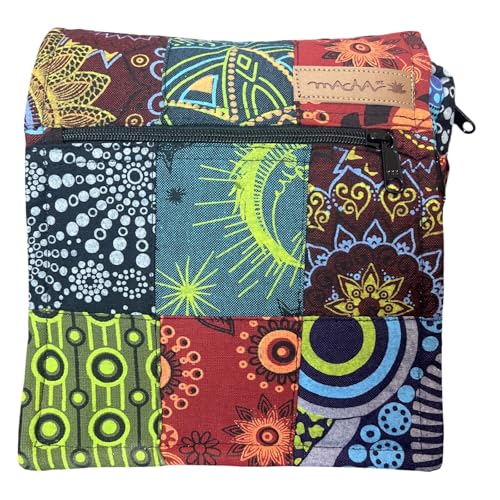 Damen Baumwolle Umhängetasche Indische Ethno Stil Boho Maliprint Tasche Baumwolle satche l mit Klappe Bohemian Hippie (Mehrfarbig) von Macha