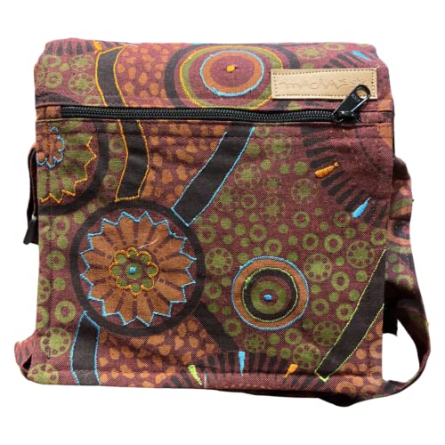 Damen Baumwolle Umhängetasche Indische Ethno Stil Boho Maliprint Tasche Baumwolle satche l mit Klappe Bohemian Hippie (Ruggine 01) von Macha