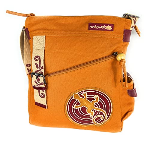 Macha Bag Handtasche Schultertasche aus Baumwolle und Leder für indische Frauen (Orange) von Macha