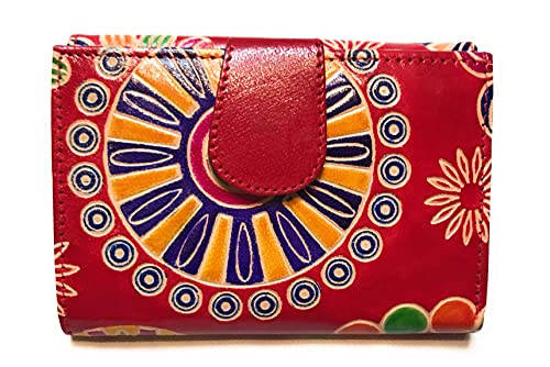 Macha Damengeldbörse, ethnisch, indischer Stil, klein, kurz, Geldbörse für Damen, mit Reißverschluss und Druckknopf, rot, Taille fermé 14cm sur 10cm, Retro Macha Damengeldbörse, ethnisch, indischer Stil, klein, kurz, Geldbörse für Damen, mit Reißverschluss und Druckknopf, rot, Taille fermé 14cm sur 10cm, Retro von Macha
