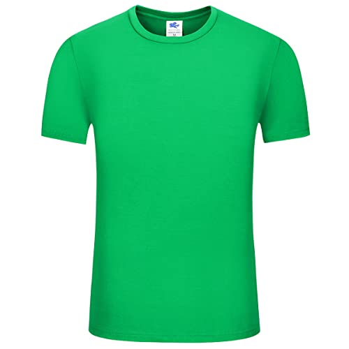 Herren T-Shirt aus 100% Baumwolle Oberteil Einfarbige Atmungsaktiv Sport Shirt Kurzarmshirt Laufshirt(Gras-Grün,S) von Machbaby