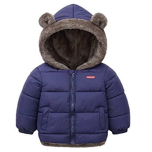Jungen Mädchen Baumwolle daunenmantel Winterjacke mit Kapuze Jacken Kinder Steppjacke Warm Reißverschluss Wintermantel(Blau,120) von Machbaby