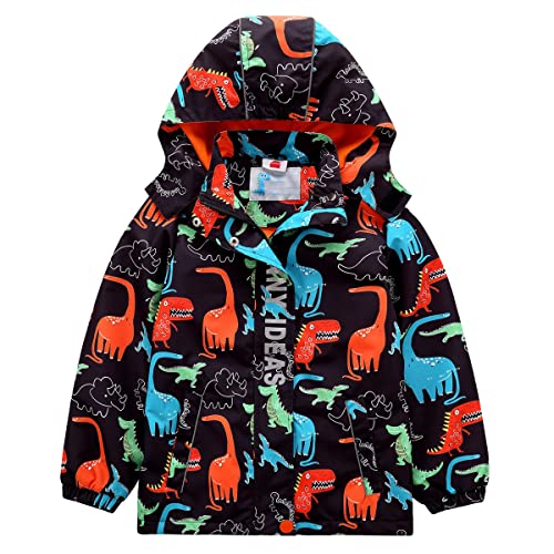 Kinder Mädchen Jungen Matsch und Buddeljacke Regenmantel Regenjacke Frühlingsjacke Softshell Jacke mit Fleece Innenfutter(Schwarz,110-116) von Machbaby