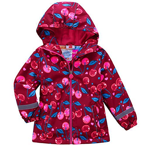 Kinder Mädchen Matsch und Buddeljacke Regenmantel Regenjacke Frühlingsjacke Softshell Jacke mit Fleece Innenfutter(Typ 7,122-128) von Machbaby