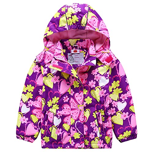 Kinder Mädchen Matsch und Buddeljacke Regenmantel Regenjacke Frühlingsjacke Softshell Jacke mit Fleece Innenfutter(Typ 9,134-140) von Machbaby