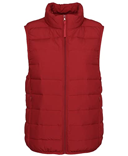 Machbaby Damen Weste mit Stehkragen Ärmellos Jacke Outdoor Warm Daunenweste Ultraleicht Steppweste(Rot,L) von Machbaby