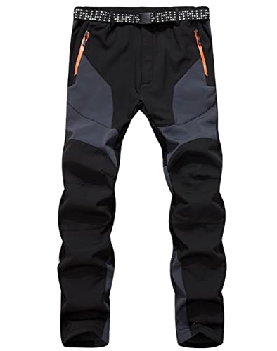 Machbaby Herren Gefüttert Wanderhose Wasserdicht Winddicht Outdoorhose Warm Softshellhose Funktionshose Winter Skihose Trekkinghose(Grau,4XL) von Machbaby