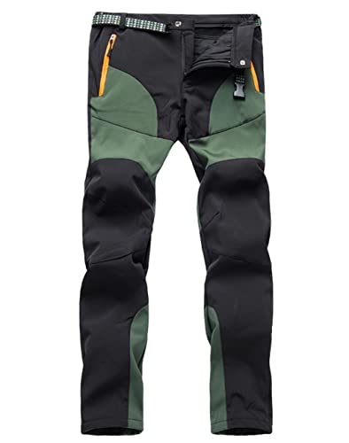 Machbaby Herren Gefüttert Wanderhose Wasserdicht Winddicht Outdoorhose Warm Softshellhose Funktionshose Winter Skihose Trekkinghose(Grün,XL) von Machbaby
