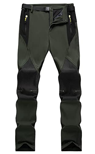 Machbaby Herren Wanderhose Leichte Atmungsaktiv Wasserdicht Frühling Herbst Trekkinghose Elastisch Verschleißfest Schnelltrockend Outdoorhose(Grün,L) von Machbaby