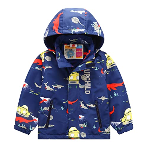 Machbaby Jungen Wasserdicht Übergangsjacke Warm Winddicht Kapuzenjacke Regenjacke Frühlingsjacke Softshell Jacke mit Fleece Innenfutter(Hai,110-116) von Machbaby
