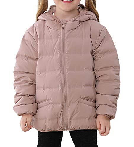 Machbaby Kinder Daunenjacke Kapuzen Leichte Wasserdicht Puffer Jacke Steppjacke für Jungen und Mädchen(Rosa,140) von Machbaby