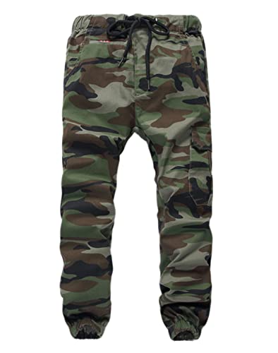 Machbaby Kinder Junge Camouflage Baumwolle Jogginghose Cargohose Freizeithose Jogger Streetwear Slim Fit Sporthose(Armeegrün,130) von Machbaby