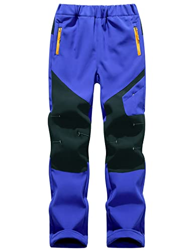 Machbaby Kinder Softshellhose Gefüttert Outdoorhose Sporthose Atmungsaktiv Warm Wasserdicht Funktionshose Jungen Mädchen Trekkinghose Skihose(Dunkelblau,M) von Machbaby