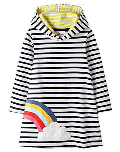 Machbaby Mädchen Langarm Kapuzenkleid Baumwolle Kapuzenpullover für Frühling und Herbst Langarmshirt Kleid(Typ 2,3-4 Jahre) von Machbaby