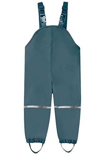 Unisex-Kinder Jungen Mädchen Fleecefütterung Warme Regenhose wasserdichte Winddicht Buddelhose Atmungsaktive Matschhose mit Hosenträgern(Dunkelgrün,110-116) von Machbaby