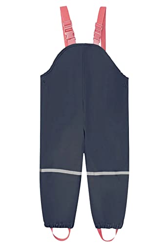 Unisex-Kinder Jungen Mädchen Fleecefütterung Warme Regenhose wasserdichte Winddicht Buddelhose Atmungsaktive Matschhose mit Hosenträgern(Rosa Trägern,98-104) von Machbaby