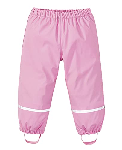 Unisex-Kinder Jungen Mädchen Warme Regenhose wasserdichte Winddicht Buddelhose Atmungsaktive Matschhose mit Fleecefutter(Rosa,98-104) von Machbaby