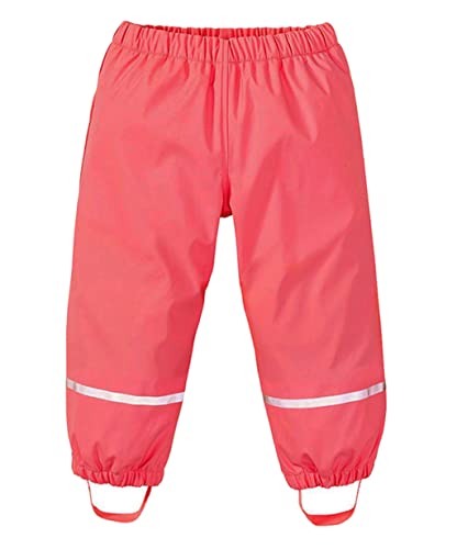 Unisex-Kinder Jungen Mädchen Warme Regenhose wasserdichte Winddicht Buddelhose Atmungsaktive Matschhose mit Fleecefutter (Rot, 86-92) von Machbaby