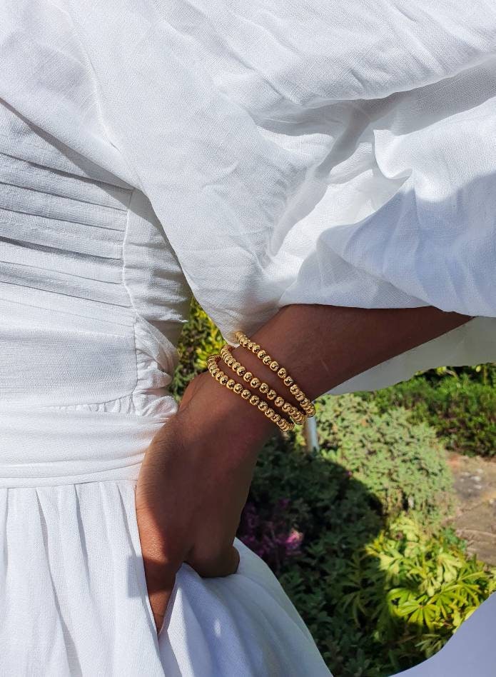 Perlenarmband Gold - Armband Minimal Frauen Bobo von MachiJewelryShop