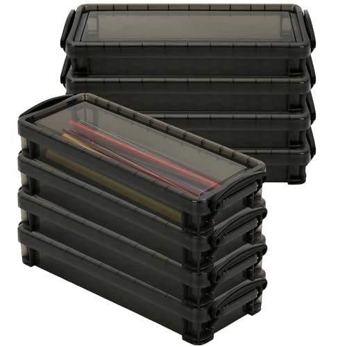 Machify Etuis Bleistift für Aufbewahrung Schreibtisch Kunststoff halbtransparent 8 Stück Design schwarz rechteckig Verschlüsse Snap kompakt stapelbar Schule Büro Zuhause Ideal für von Machify