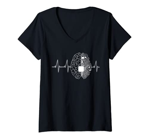 Damen Maschinelles Lernen AI Data Science Heartbeat Data Engineer T-Shirt mit V-Ausschnitt Damen Maschinelles Lernen AI Data Science Heartbeat Data Engineer T-Shirt mit V-Ausschnitt von Machine Learning Data Science AI