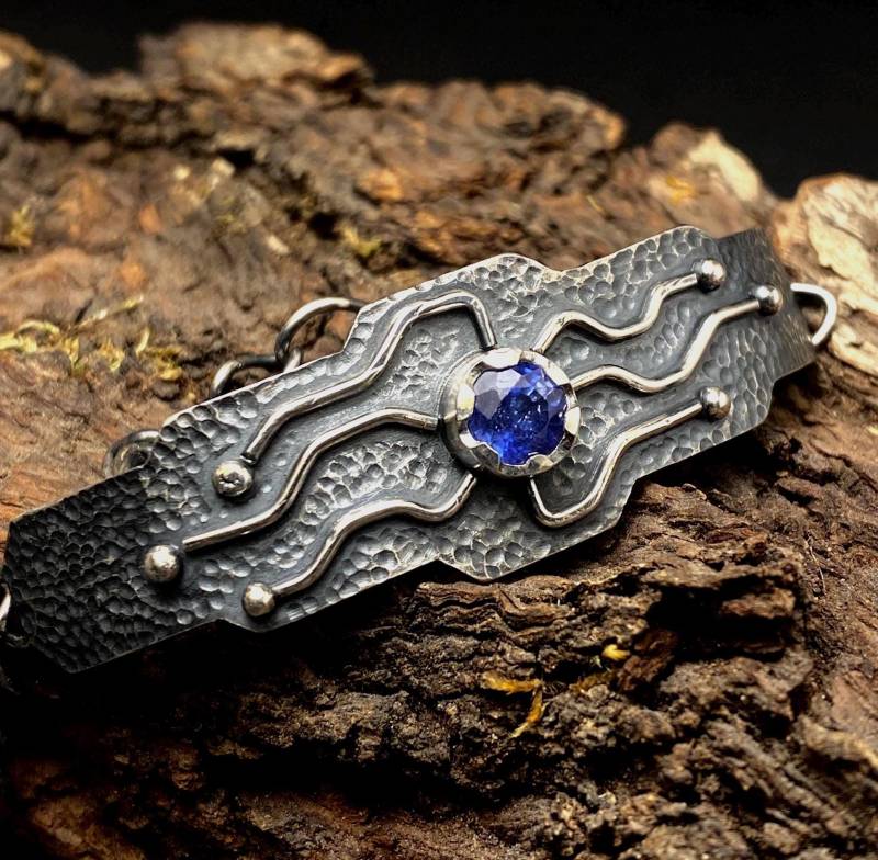 Blauer Saphir Silber Armband von MachineElfTreasures