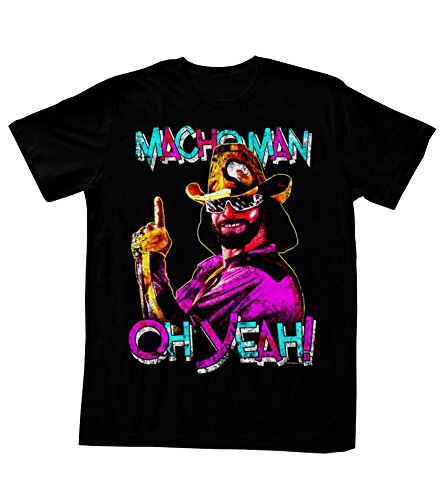 Macho Man Oh Yeah Erwachsene Schwarz T-Shirt (X-Large) von American Classics