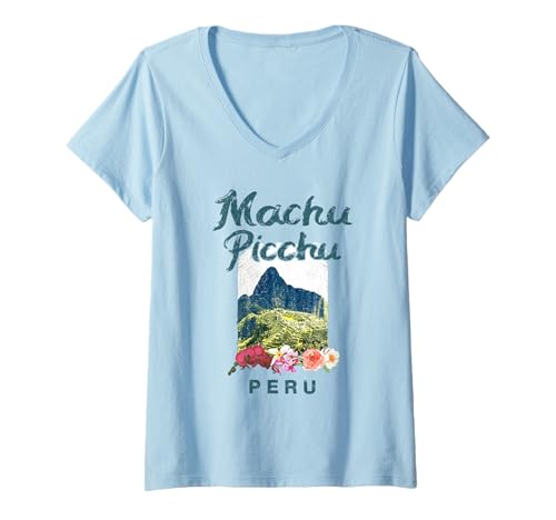 Damen Machu Picchu Peru Vintage Touren T-Shirt mit V-Ausschnitt von Machu Picchu Travel